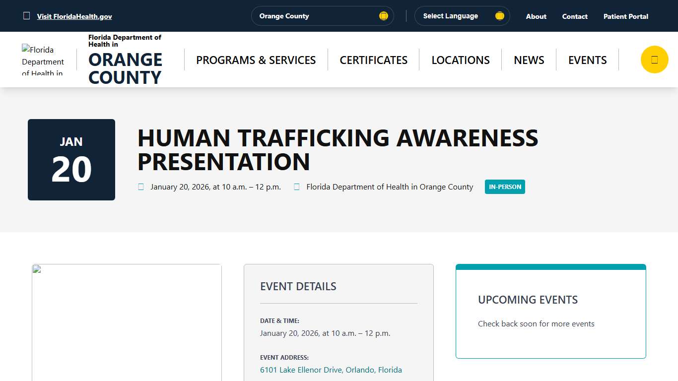 Human Trafficking Awareness Presentation - January 20, 2026