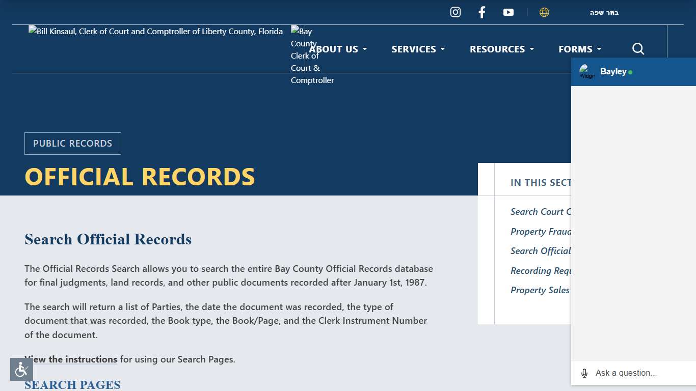 Search Official Records Bay County Clerk of Court & Comptroller
